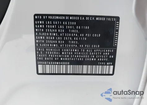 2024 Volkswagen Tiguan 2.0T Sel R-Line из США, поврежденный, VIN 3VV4B7AX6RM048808